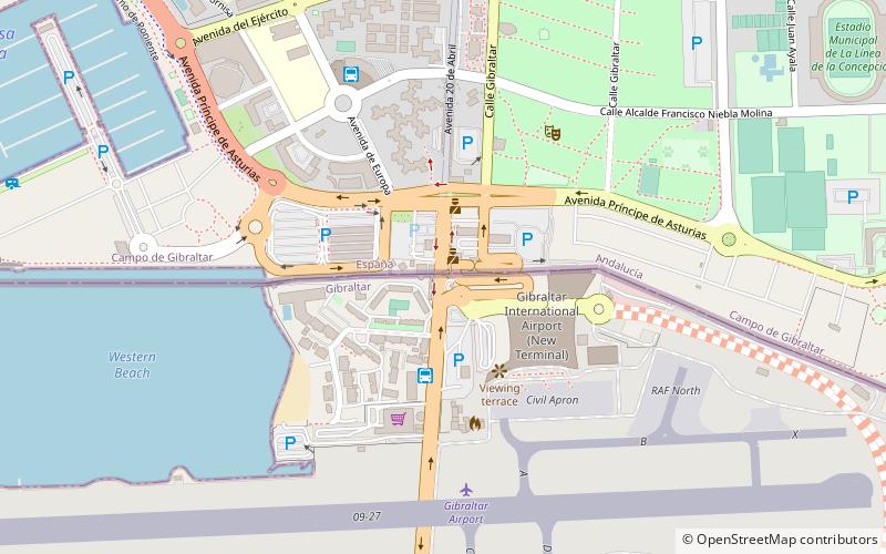 Gibraltar–Spain border location map