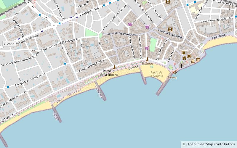 platja de la ribera sitges location map