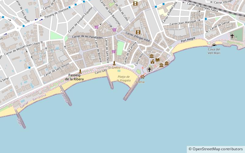 platja de la fragata sitges location map