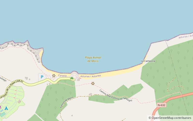 playa arenal de moris caravia location map