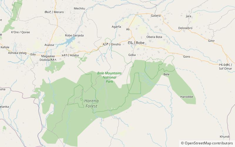 goba bale mountains national park location map