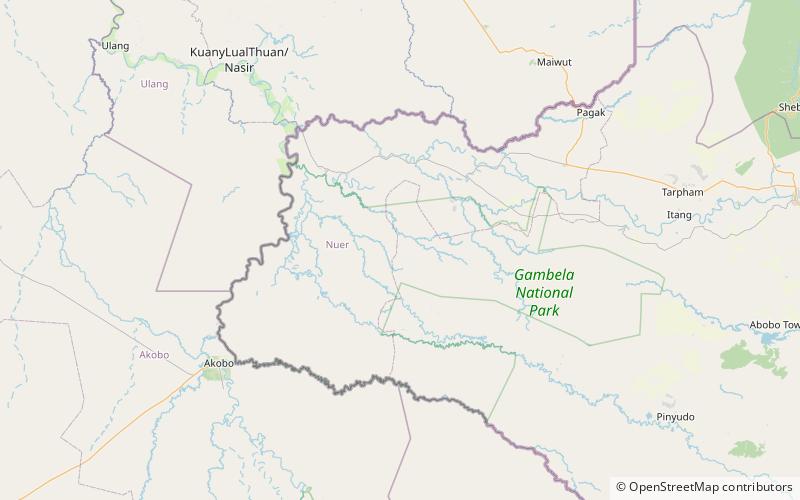 nuer zone park narodowy gambeli location map
