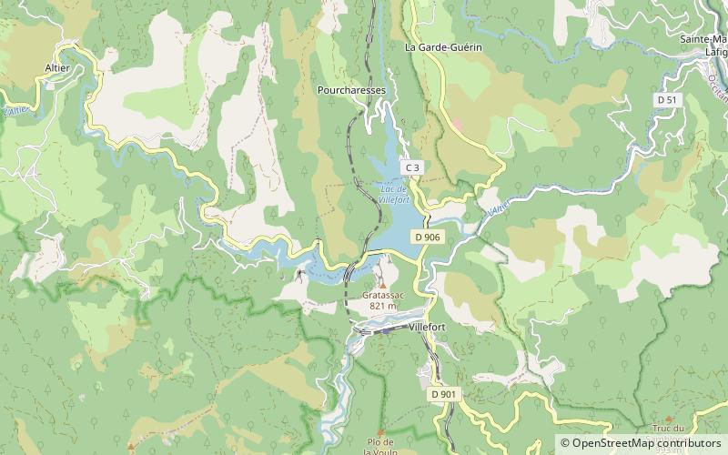 Lac de Villefort location map