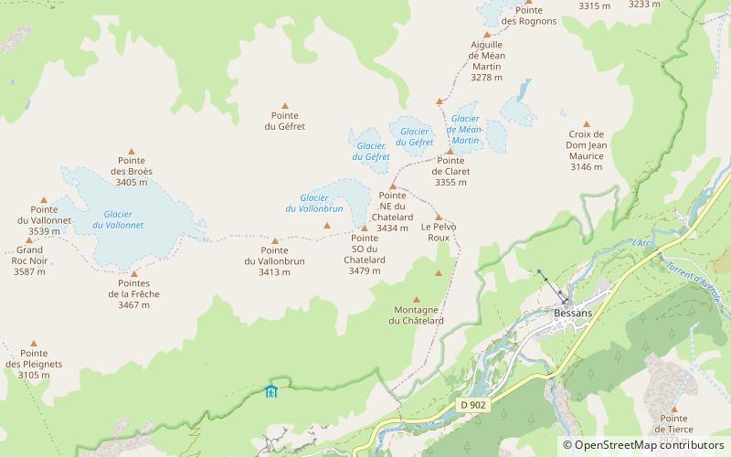 pointes du chatelard parc national de la vanoise location map