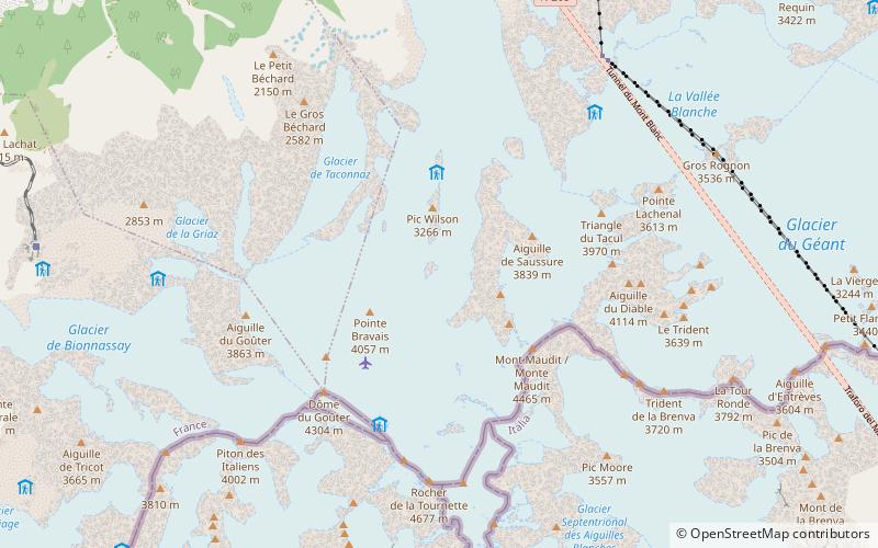 Glacier des Bossons location map