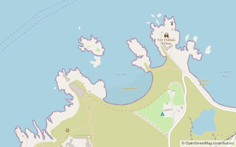 saye beach alderney location map