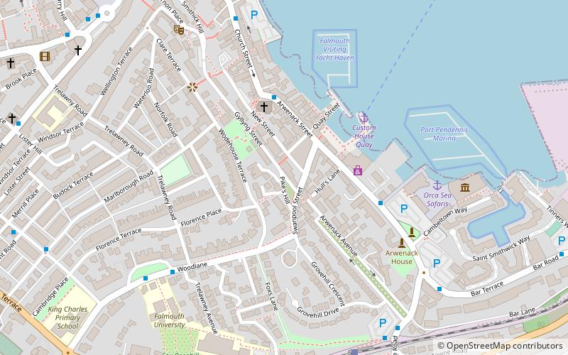 Falmouth Synagogue location map