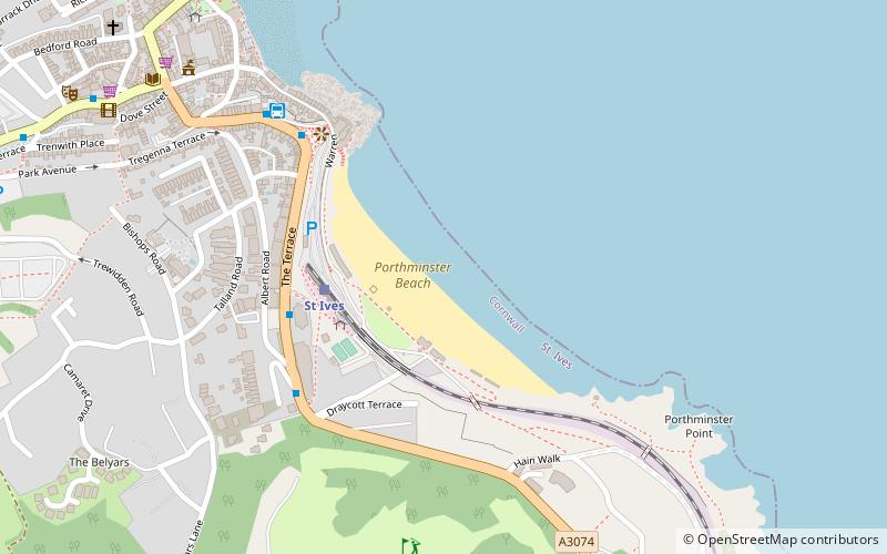 porthminster beach st ives location map