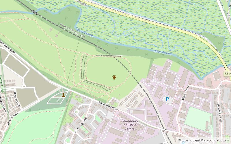 Poundbury Hill location map