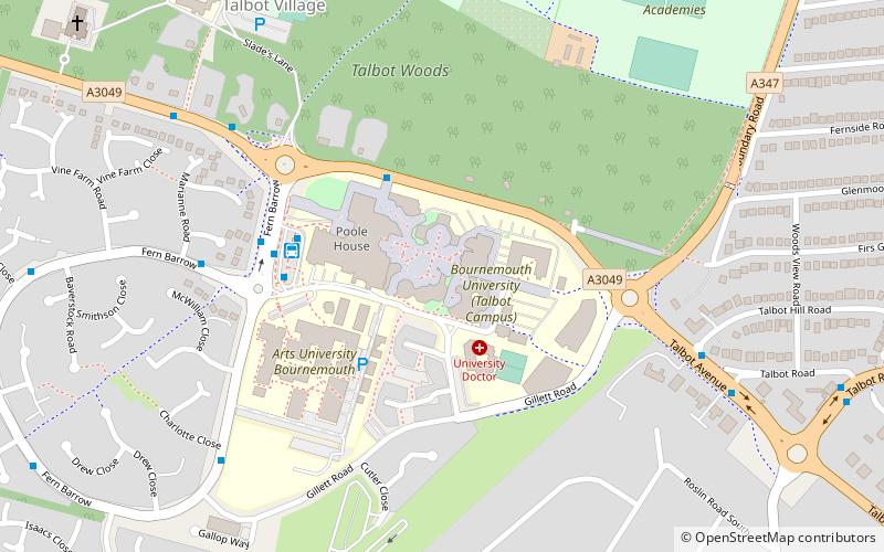 Université de Bournemouth location map