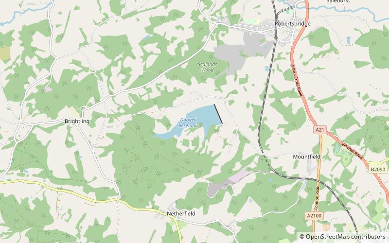 darwell reservoir high weald area of outstanding natural beauty location map