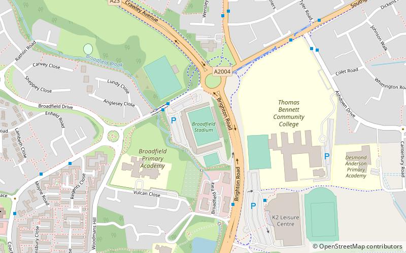 Broadfield Stadium location map