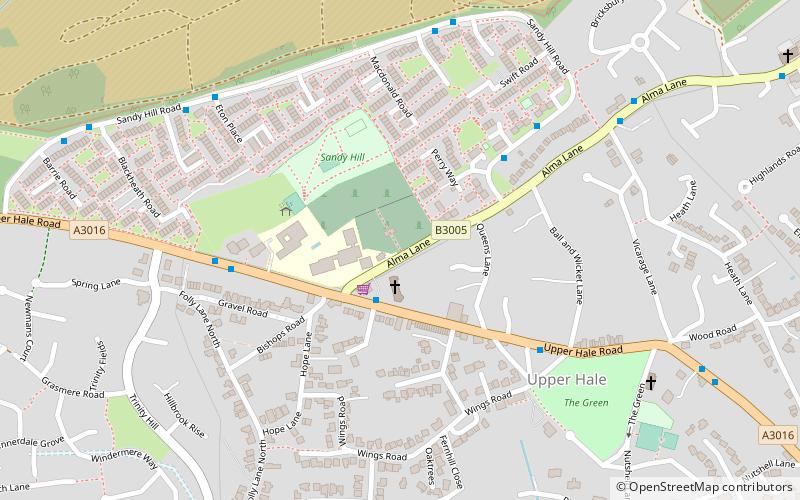 Upper Hale Cemetery location map