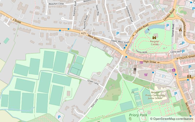 Reigate Priory Cricket Club Ground location map