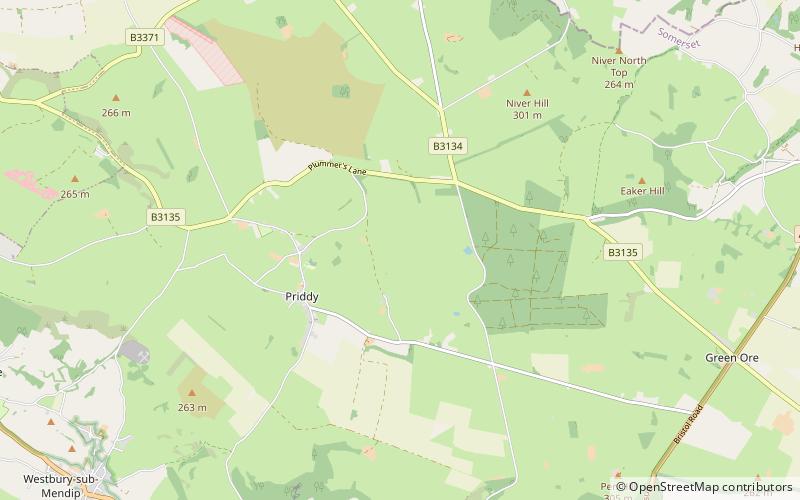 Priddy Nine Barrows location map