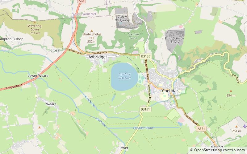 Cheddar Reservoir location map