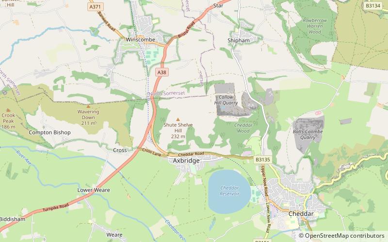 Axbridge Hill and Fry's Hill location map
