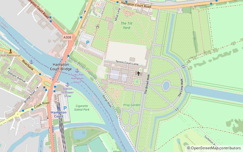 Hampton Court astronomical clock location map