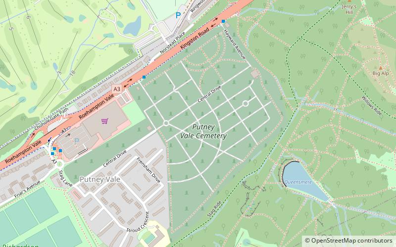 Putney Vale Cemetery location map