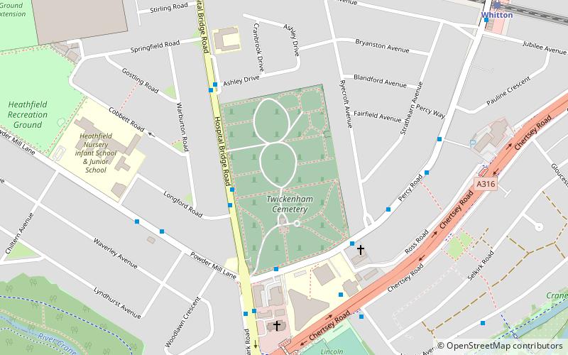 Twickenham Cemetery location map