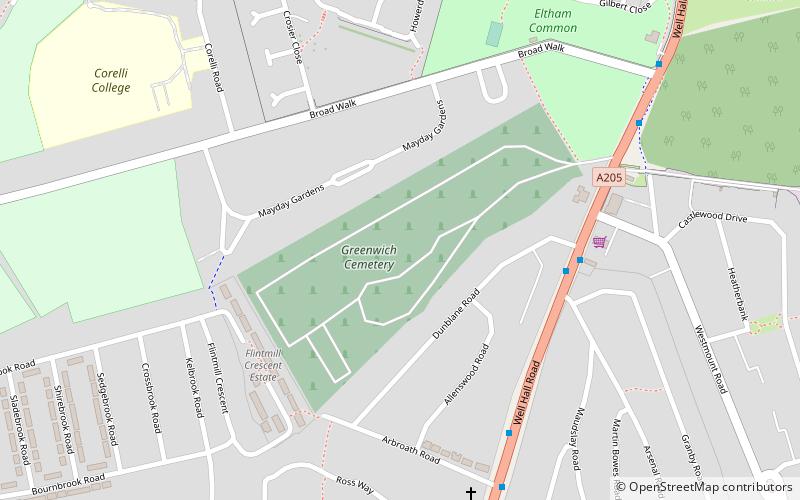 Greenwich Cemetery location map