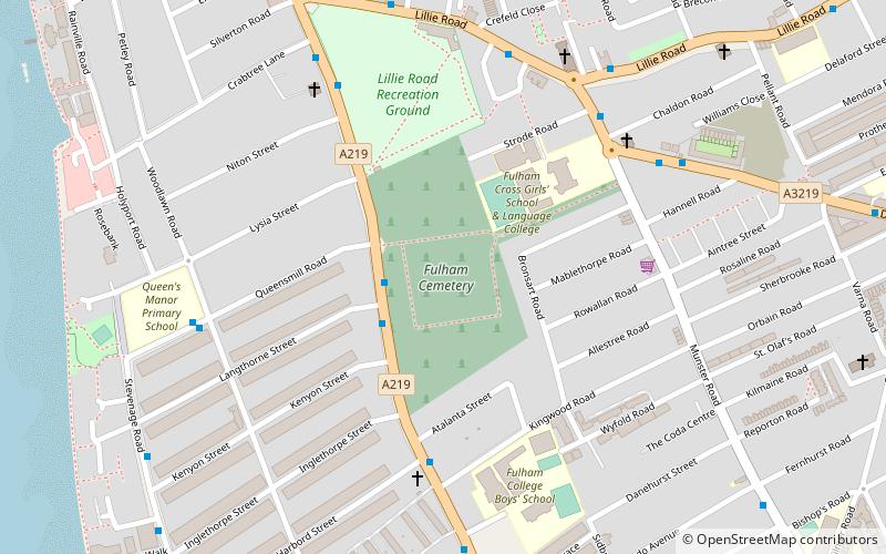 Fulham Cemetery location map