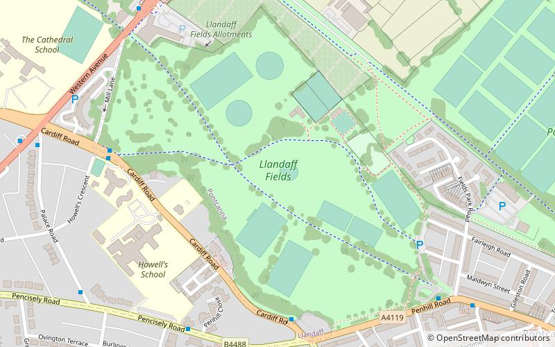 Llandaff Fields location map