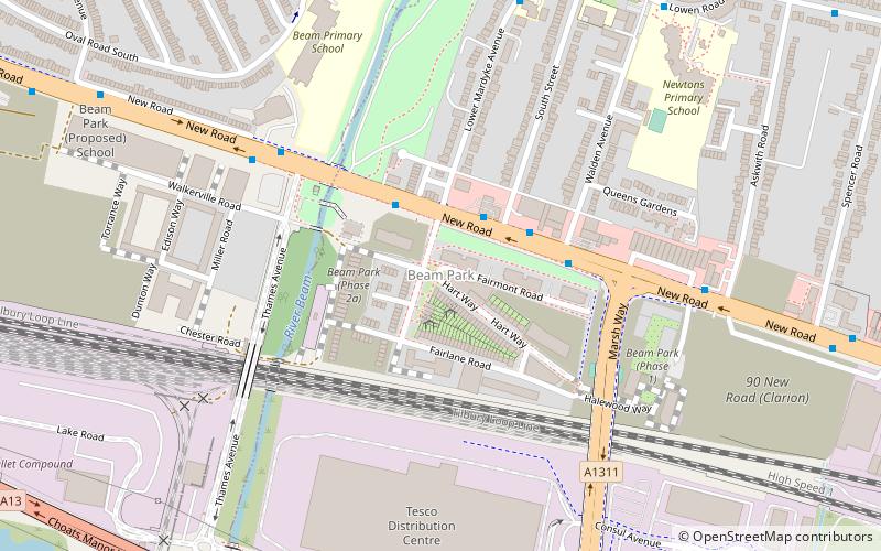 beam park dagenham location map