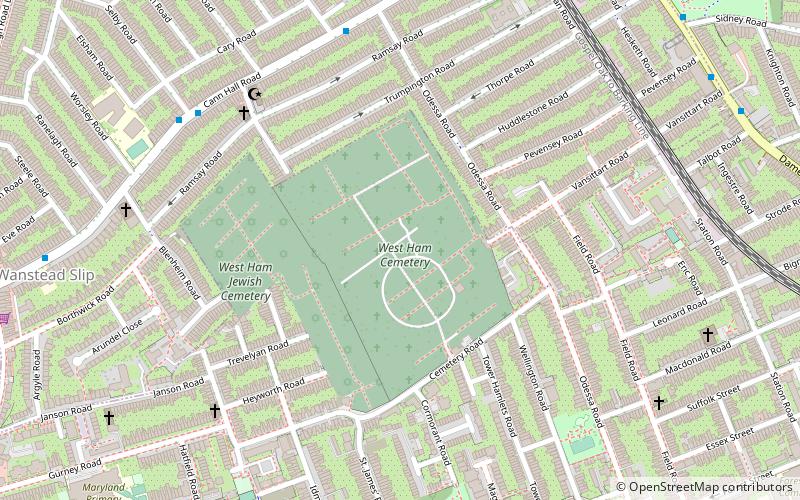 west ham cemetery londyn location map