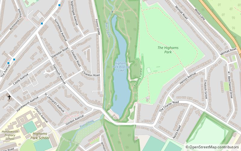 Highams Park Lake location map