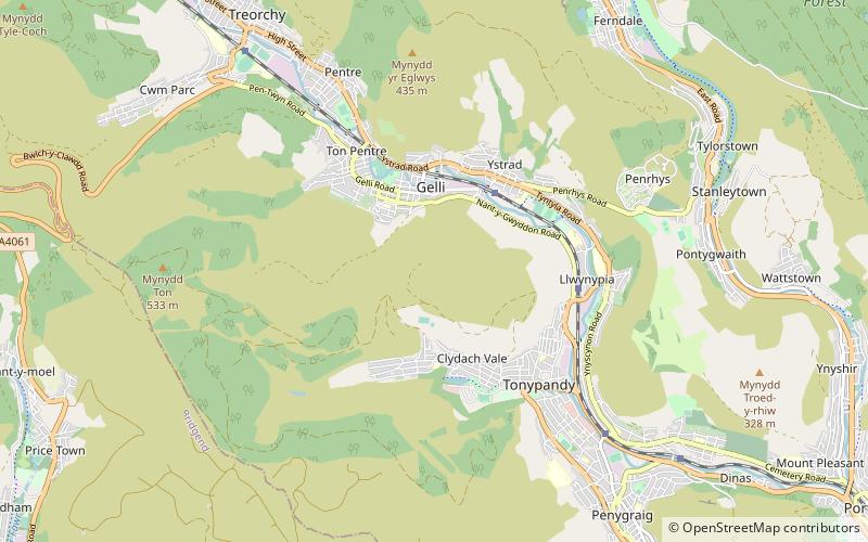 mynydd y gelli rhondda location map
