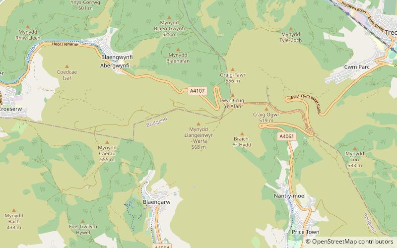 mynydd llangeinwyr location map