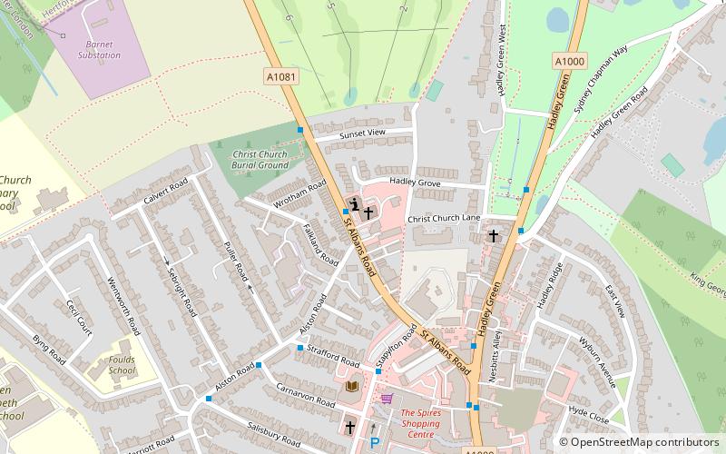 Barnet Boys School Boer War Memorial location map