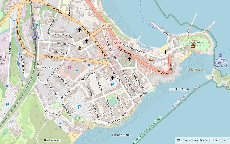 Tenby town walls location map