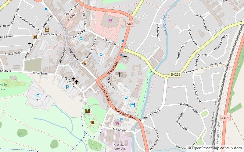 Abergavenny town walls location map