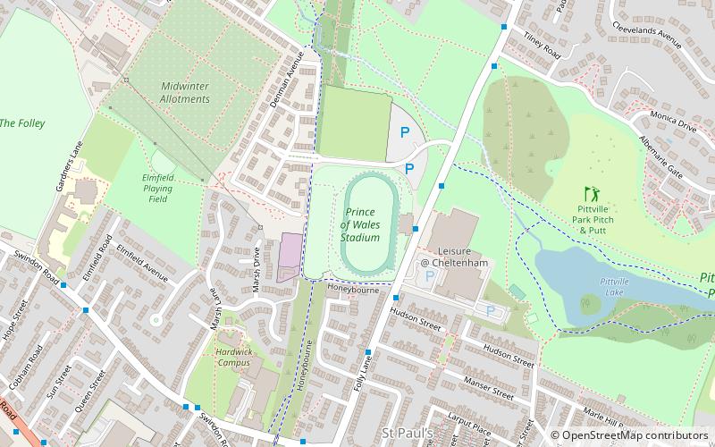 prince of wales stadium cheltenham location map