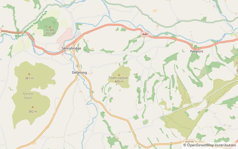 cefn llechid brecon beacons nationalpark location map