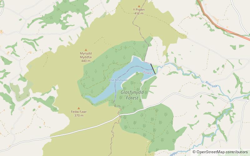 Usk Reservoir location map