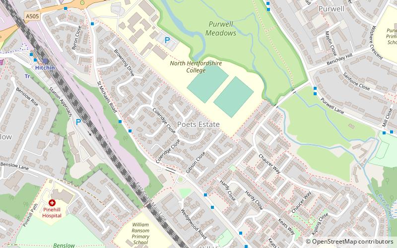 poets estate hitchin location map