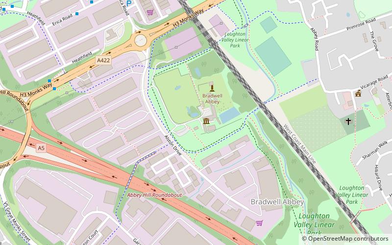 Bradwell Abbey location map