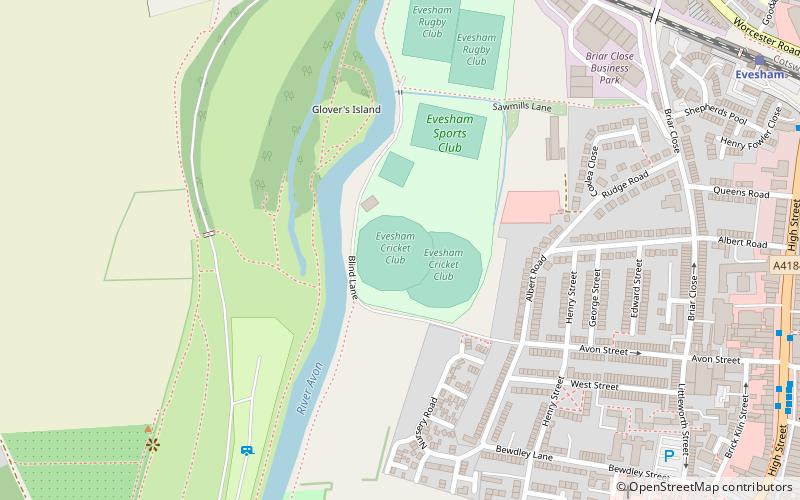 evesham cricket club ground location map