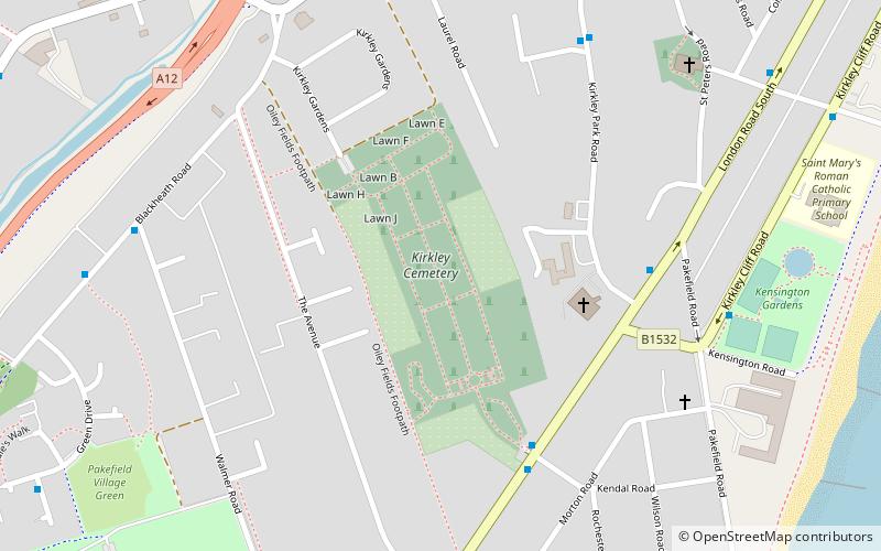 Kirkley Cemetery location map