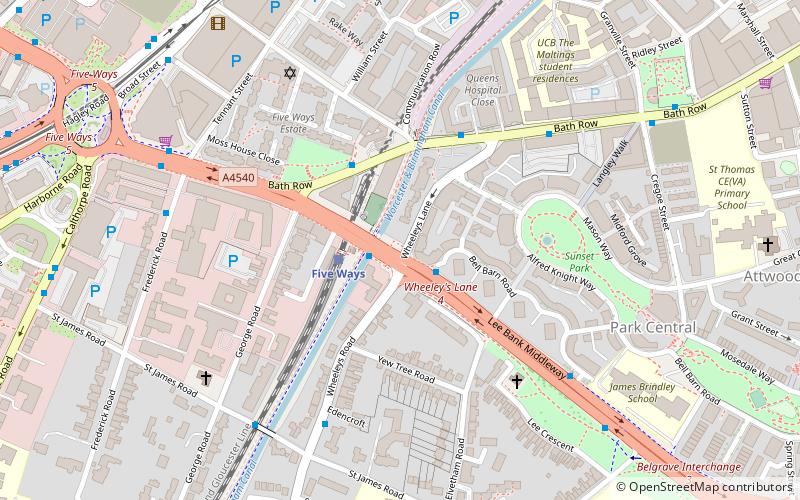 five ways tower birmingham location map