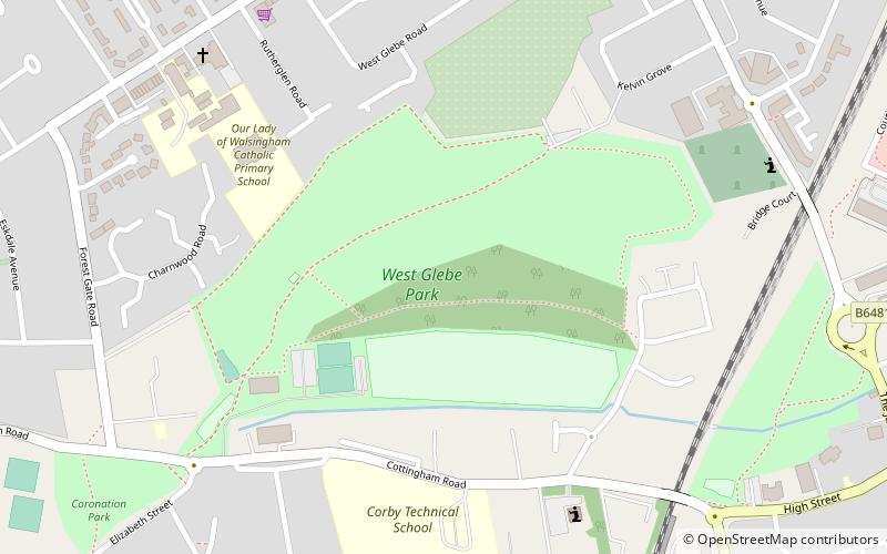 west glebe park corby location map