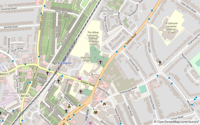 Erdington Abbey location map