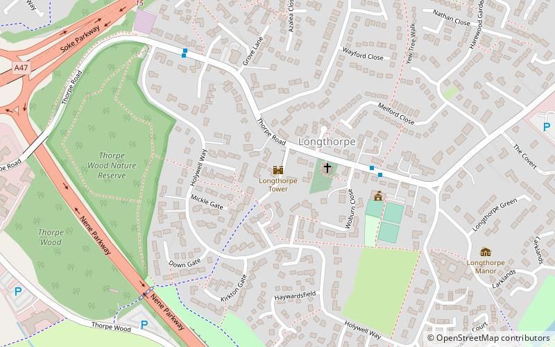 Longthorpe Tower location map