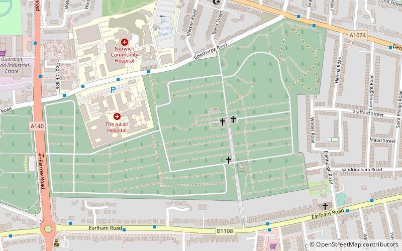 Earlham Road Cemetery location map