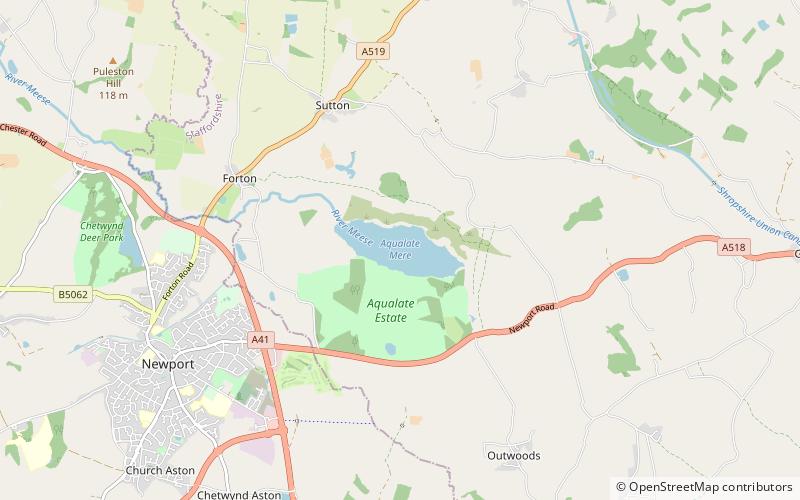 Aqualate Mere location map