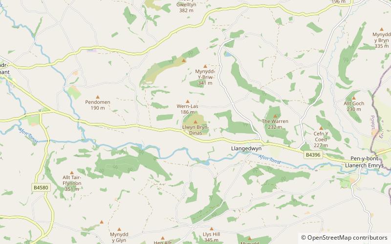 Llwyn Bryn-Dinas location map