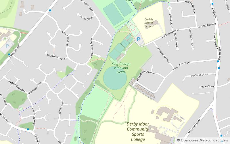 king george v playing fields derby location map